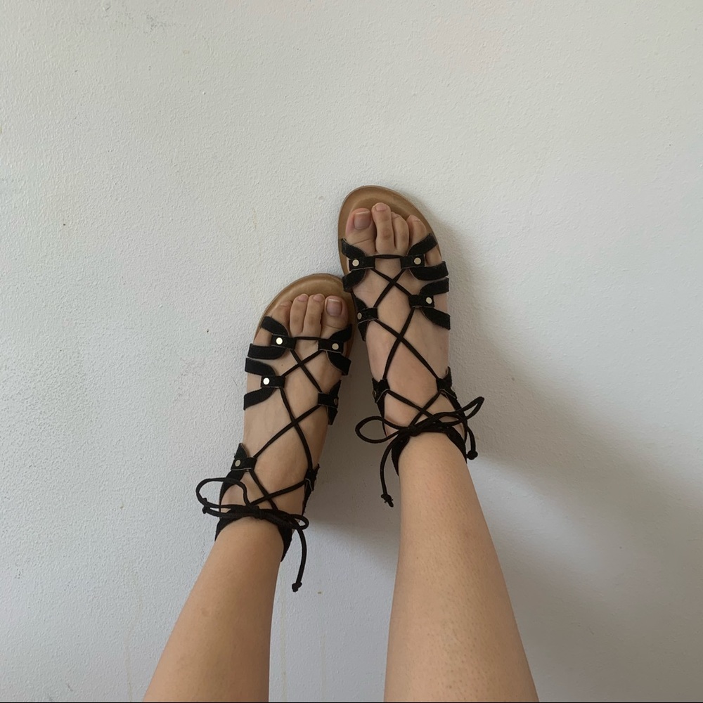 Black Lace-up Sandals
